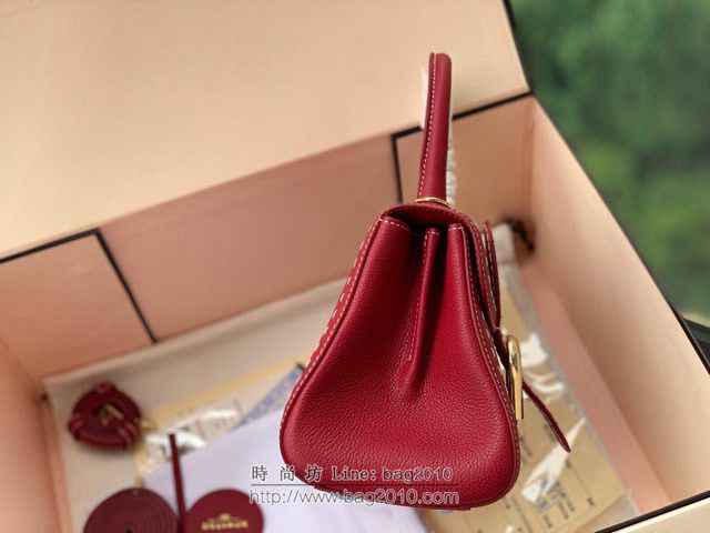 DELVAUX女包 德爾沃比利時單肩包 純手工蜜蠟縫線 德爾沃女手提包 女手拎包 DF0020手縫酒紅 Delvaux斜挎包  fcs1388